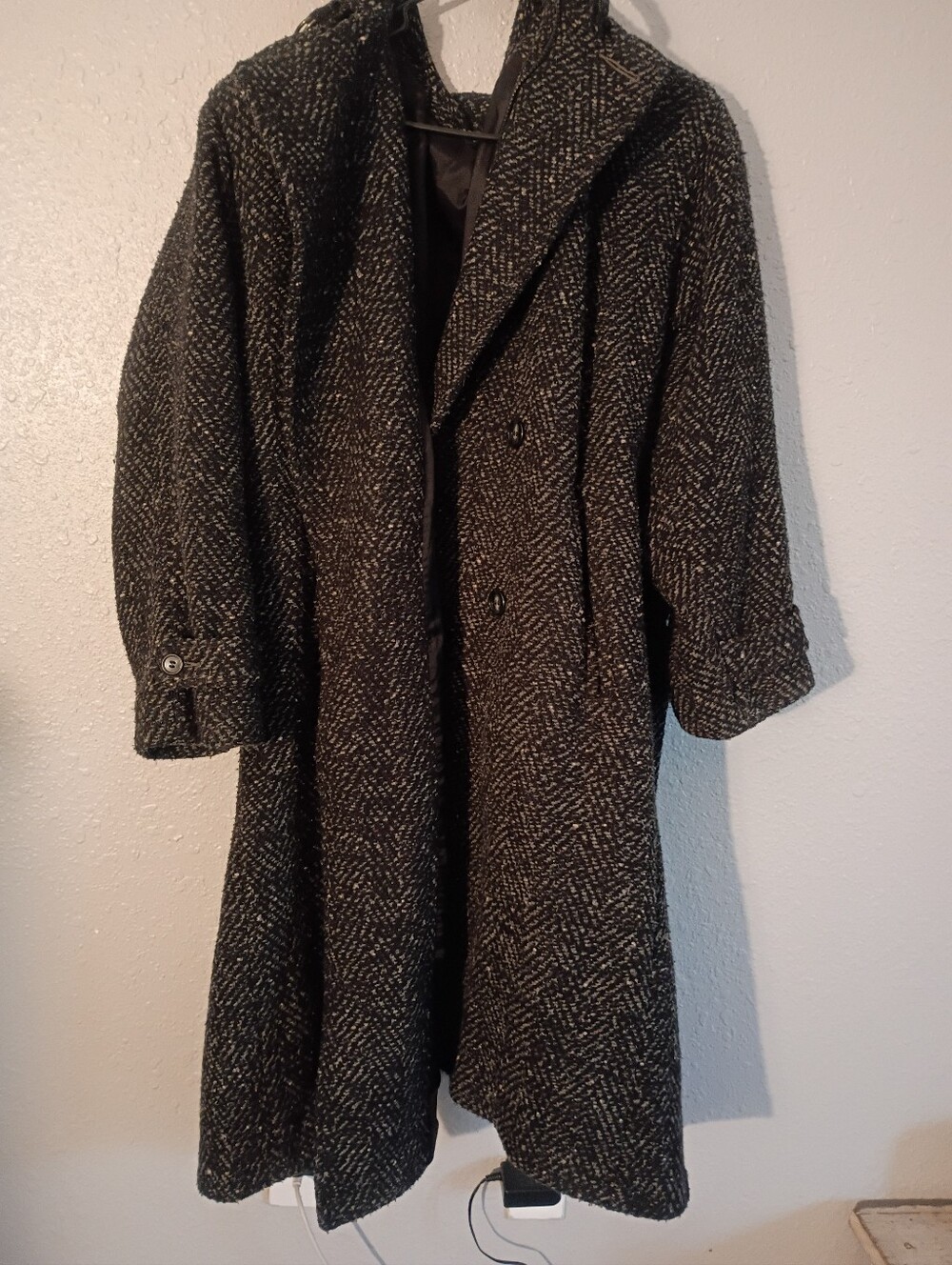 River Island Black & Gray Textured Trench Coat